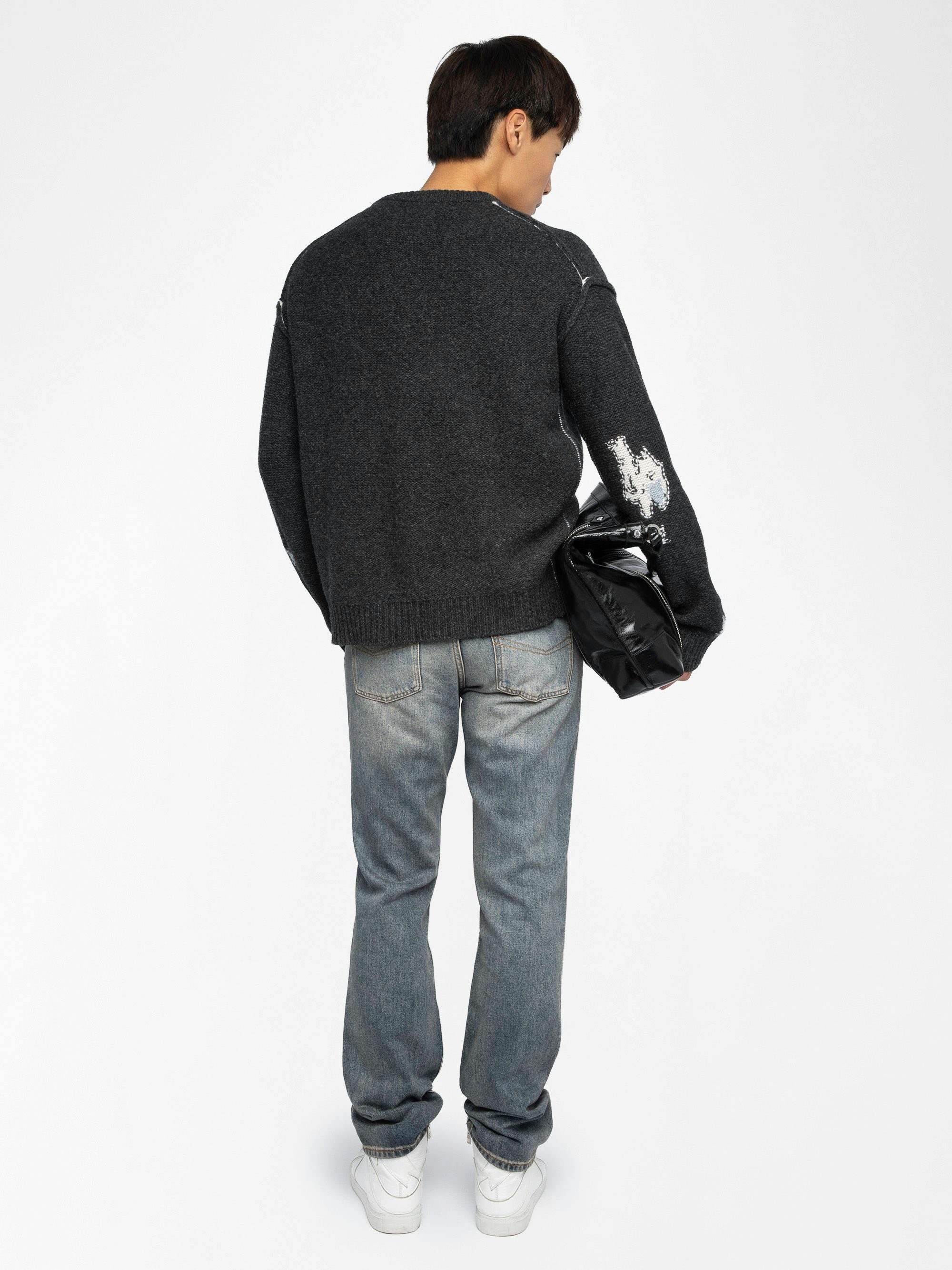 Jumper Marko 100% Merino Wool - Round neck jumper with reverse scorpion intarsia.